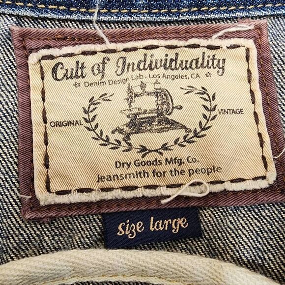 Cult of Individuality Blue Denim Vest Womens Jean Distressed Size Large H5 - Picture 8 of 9